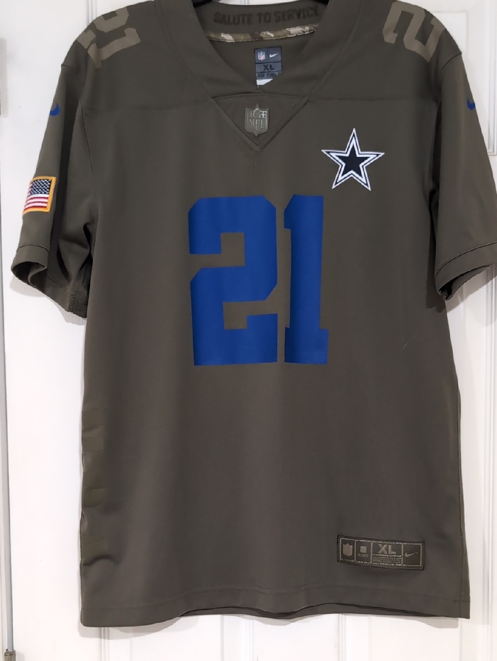 Nike Youth Dallas Cowboys #21 Salute to Service Jersey - Olive/Blue